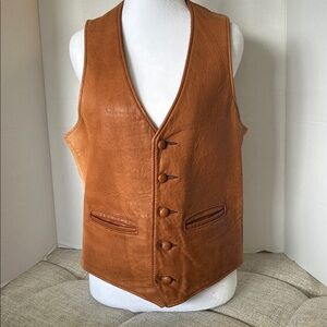 COLORADO TRADING CO WOMENS BROWN LEATHER WESTERN HIPPY DISTRESSED VEST SZ S